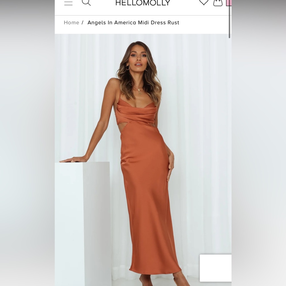 Hello Molly Angels in Rust MIDI Dress